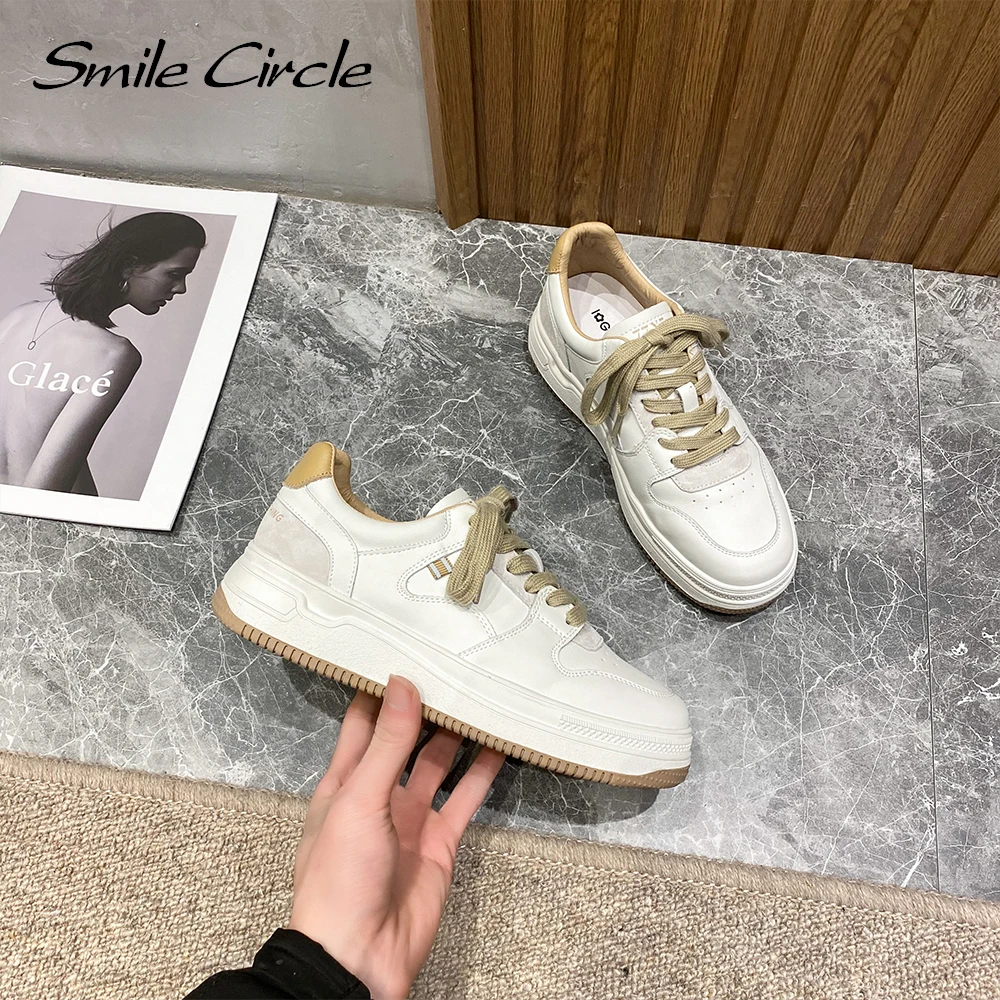 

Smile Circle Women Sneakers Fashion White Flat Platform Shoes Comfortable Round toe Casual Ladies Sneakers Spring