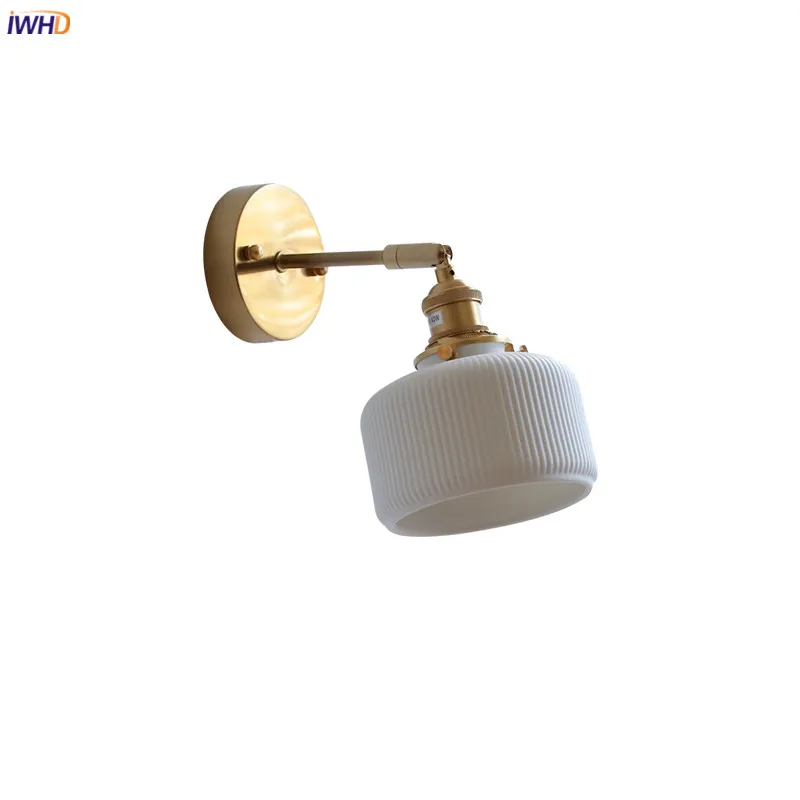 

IWHD LED Ceramic Wall Lamp Beside Sconce Knob Switch Bedroom Bathroom Mirror Stair Light Wandlamp Applique Murale