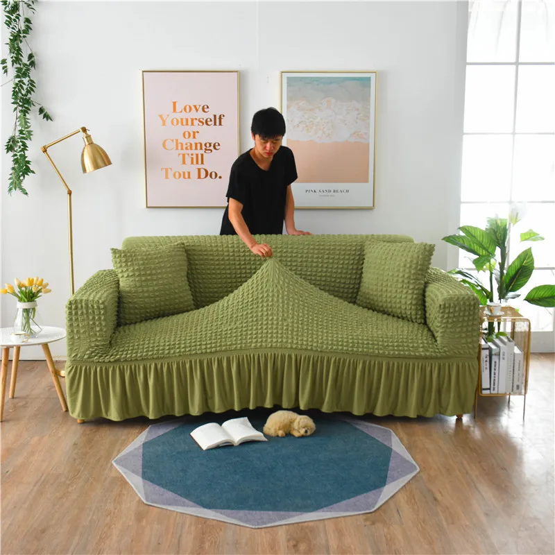 Евро Жаккардовые чехлы для диванов с юбкой мебельные эластичные в гостиную|Чехлы