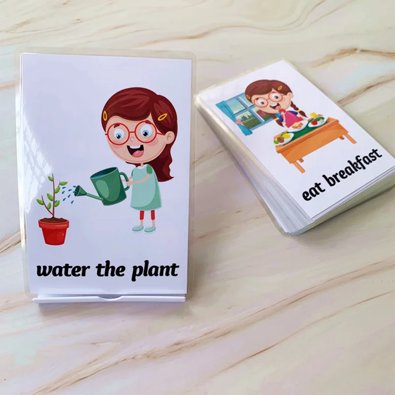 34 карточки для раннего обучения английскому языку для детей: "Ежедневные поведенческие привычки", образовательные слова. Карточки для детского сада и помощи учителям.