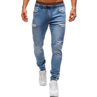 mens elastic cuffed pants casual drawstring jeans training jogger athletic pants sweatpants 2021 new fashion zipper pants