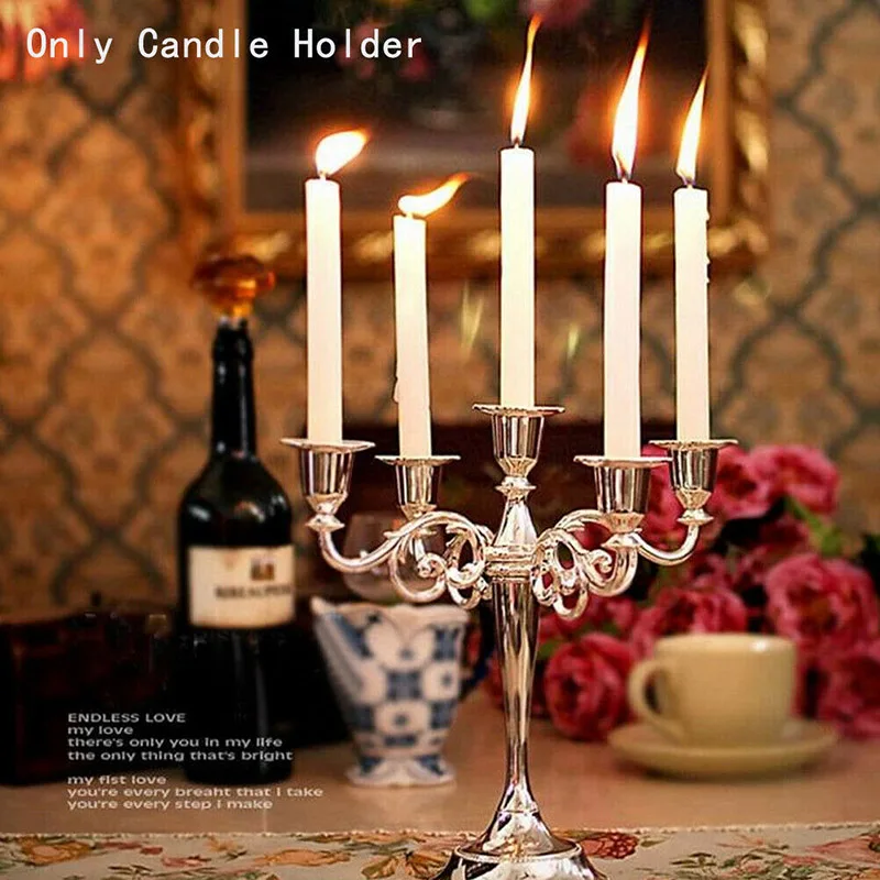 

1PC Antique Retro Candlesticks Tall Gold Silver Christmas Candelabra Wedding Decorations European Metal Candle Holders