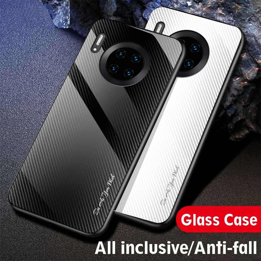 Texture Glass Phone Cases For Huawei Mate 30 20 Lite Pro P30 P20 2019 Gradient Tempered Case Back Cover Bumper | Мобильные телефоны