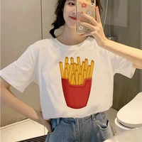 french fries hamburger women t shirt 90s aesthetic tshirt vintage harajuku t shirt female korean style fashion girl tops tees