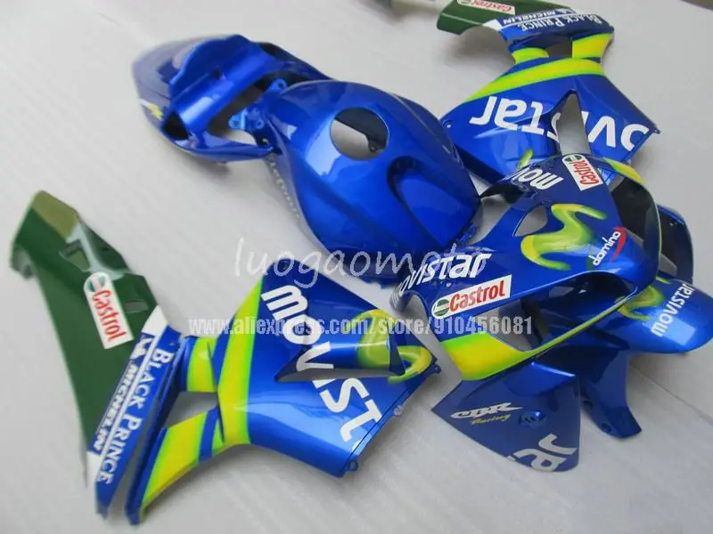 Кузов мотоцикла # blue movistar Коронки HONDA CBR600RRF5 2003 2004 комплект обтекателей впрыска