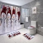 Симпатичная занавеска для ванной комнаты с изображением маленького снеговика, занавеска для душа, коврики для ванной, коврики, праздничное украшение, крышка для туалета на Рождество