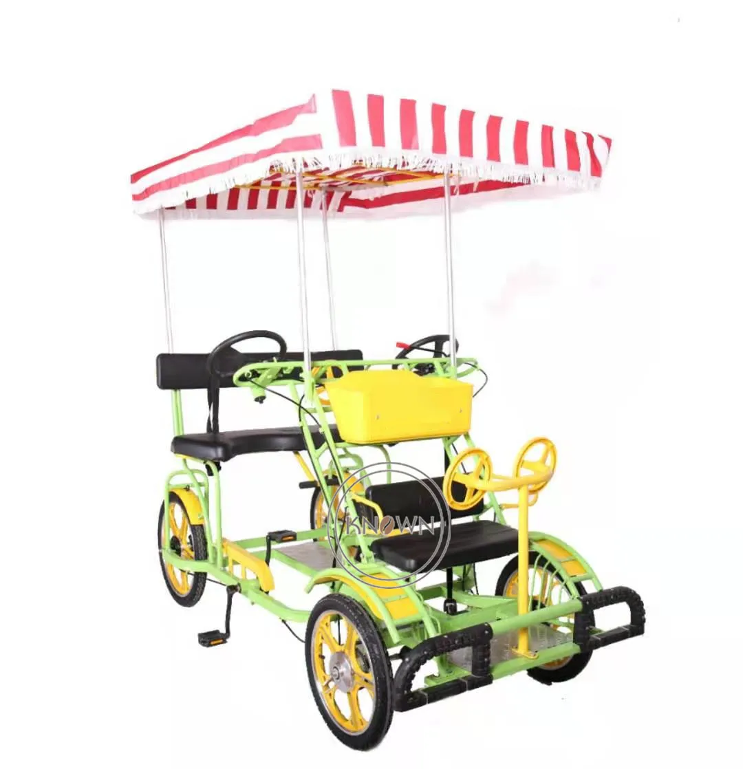 Однорядный Педальный электрический велосипед Двухместный туристический Surrey