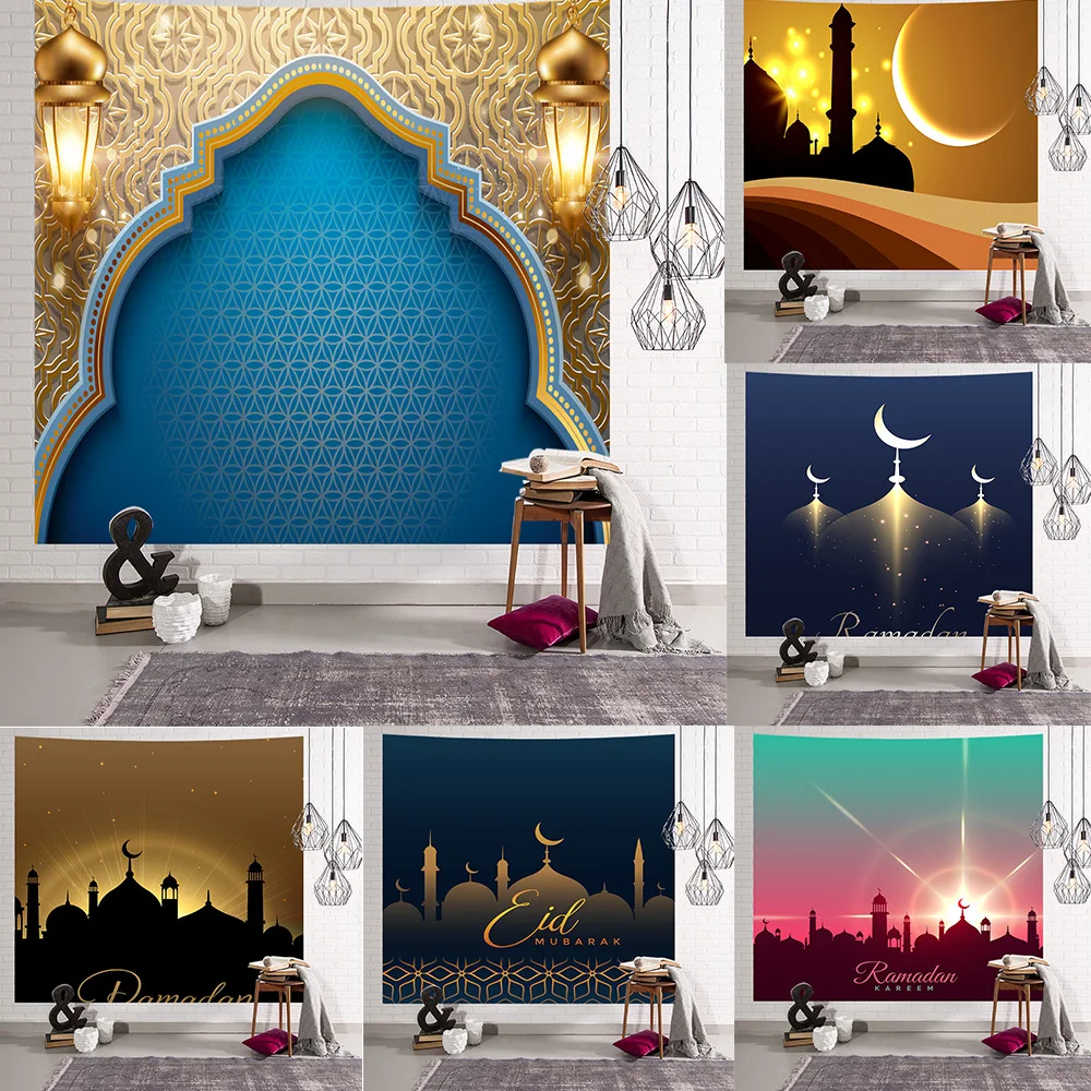 

Islamic Ramadan Tapestry Decorative Cloth for Room Living Room Muslim Eid Mubarak Hanging Wall Background Tapestries