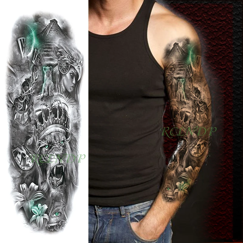 

Waterproof Temporary Tattoo StickerTribal female warrior rose Arrow shield Full Arm Fake Tatto Flash Sleeve Tatoo for Men Women