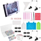 Новый Алмазная вышивка крестиком на рисунке, набор инструментов для A3 светодиодный светильник, ручка, пинцет, глина, лотком, роликовые и алмазная вышивка аксессуары