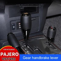for mitsubishi pajero gear shift knob v97 v93 v87 v73 alloy leather gear handbrake lever gear handle modification accessories