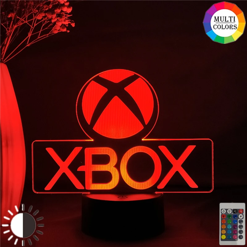 Xbox с логотипом в виде игрока в 3d светодиодный Ночной светильник-коробка ночной Светильник для детей подарок Украшения в спальню настольная лампа дистанционного Управление - изображение