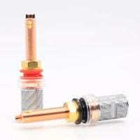 4pcs brass with pure copper plated plug carbon fiber binding post speaker plug for hifi amp