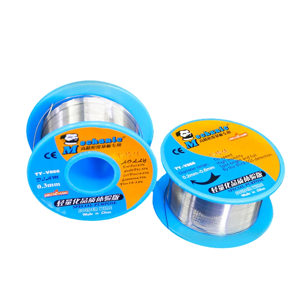 1 шт. механик TY-V866 40g Sn63Pb37Rosin сердечник провод Оловянная проволока линия 0,2/0,3/0,4/0,5/0,6/0,8/1,0 сварки свинцово-оловянные Железная проволока