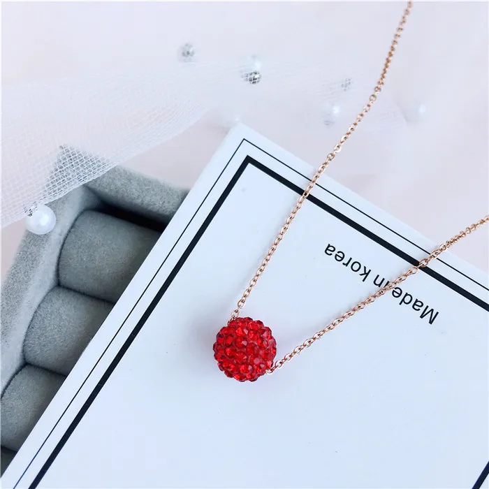 red Yun ruo розовое золото Цвет Micro Pave цирконий круглый кулон Цепочки и ожерелья шикарные Титан Сталь женские подарок ювелирных изделий никогда не увядает Прямая - Окраска металла: red