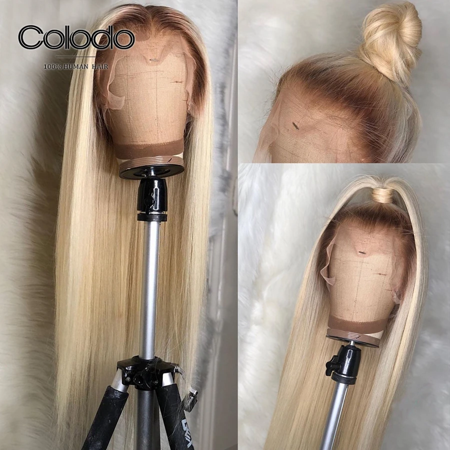 COLODO, 613, парик на кружеве с Babyhair, бразильские волосы, Remy, предварительно выщипанные, Омбре, блонд, человеческие волосы, парик, прямые парики для черных женщин