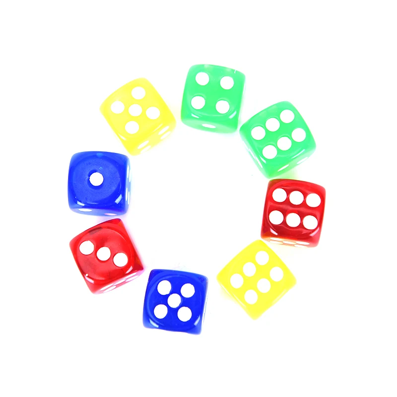 

24Pcs 16MM Playing Party Dices Four-Color (Blue, Green, Yellow, Red All 6) Rounded Corners Transparent Dice
