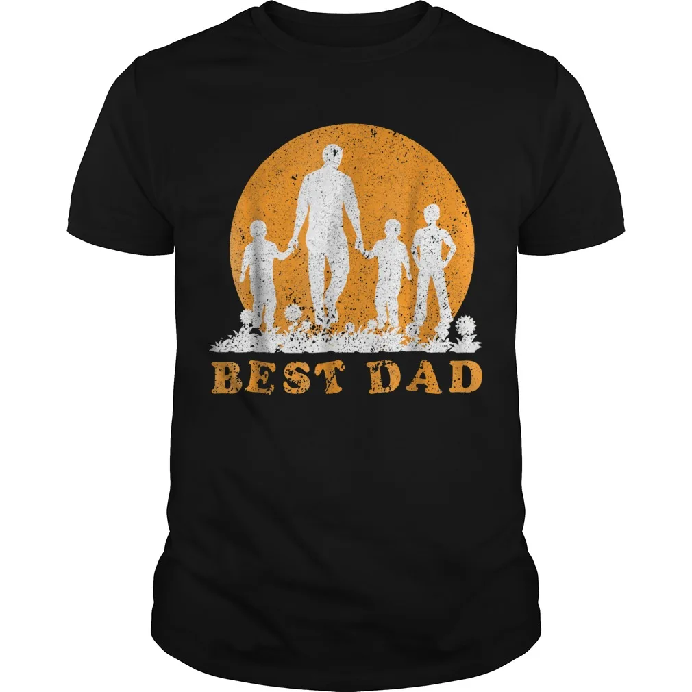 

Cute Papa And 3 Sons Best Dad T-shirt Happy Father Day Men's T Shirt