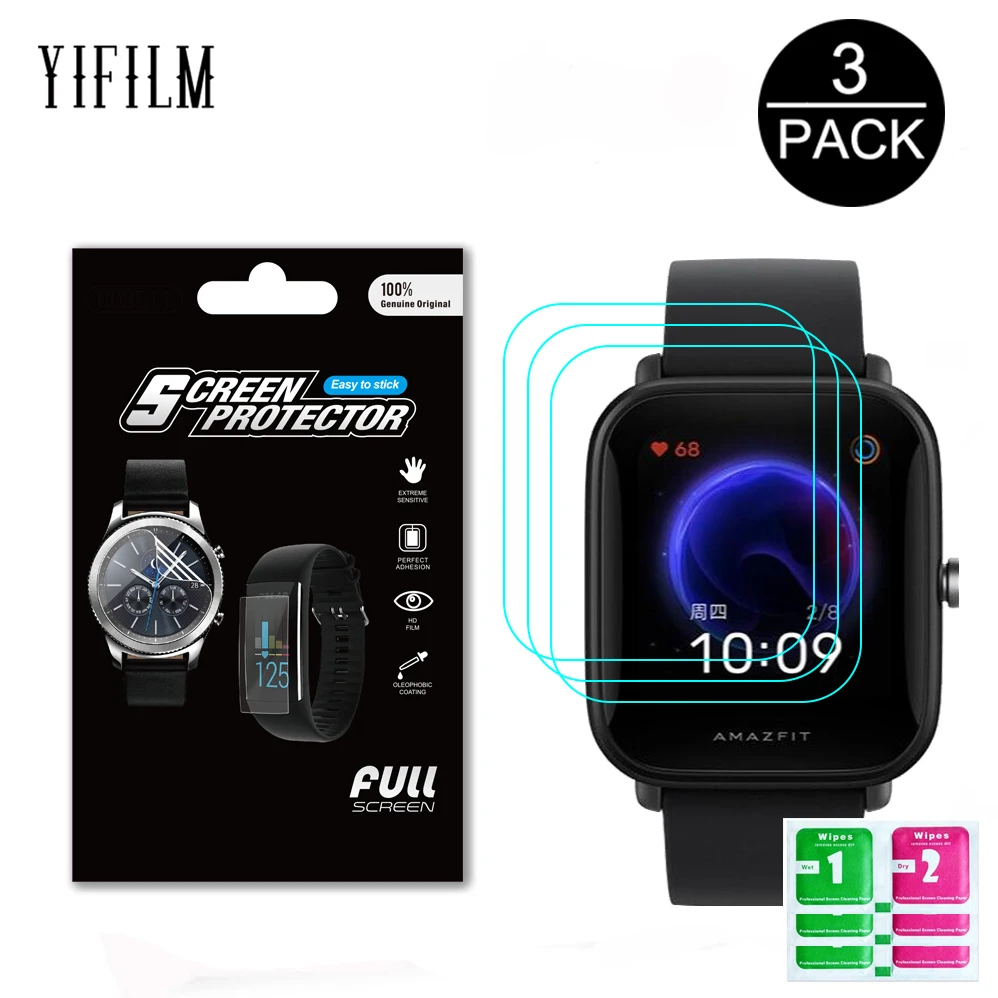 3Pcs 0.15mm Unthin TPU Hydrogel Film For Huami Amazfit POP Smart Watch Soft Clear Anti-Scratch Screen Protector Film Not Glass