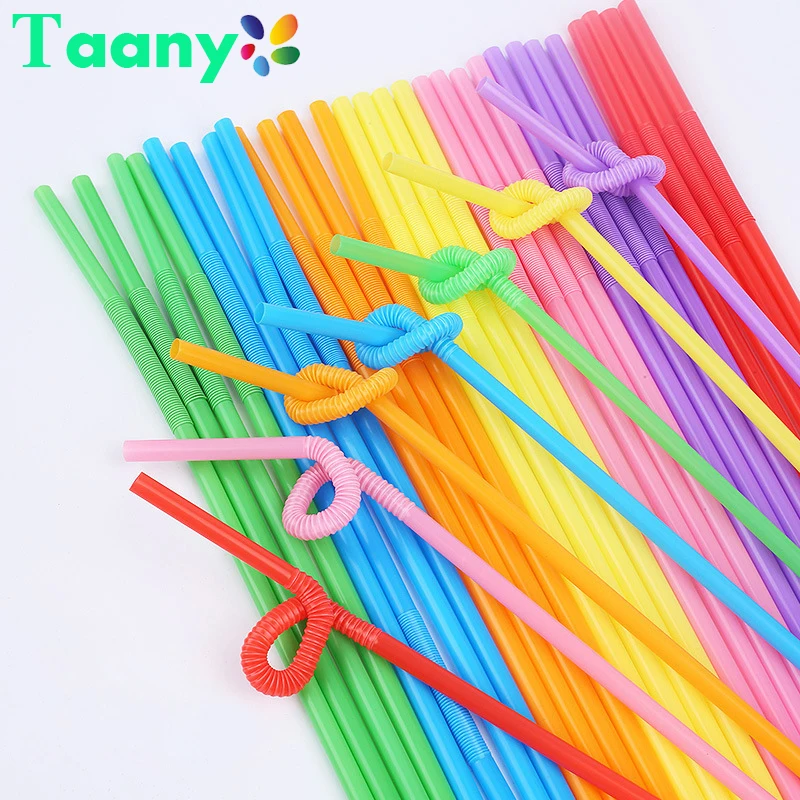 Disposable Straws Flexible Plastic Straws MultiColor Drinking Straws Party Weddings Celebrations Bar Juice Drinking Supplies