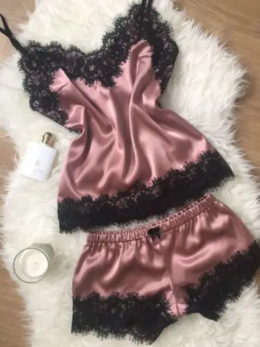 

Pajama Set Sexy Temptation Babydoll Nightwear Cami Top and Shorts Pajama Sleepwear New Women's Lace Sexy Lingerie Set