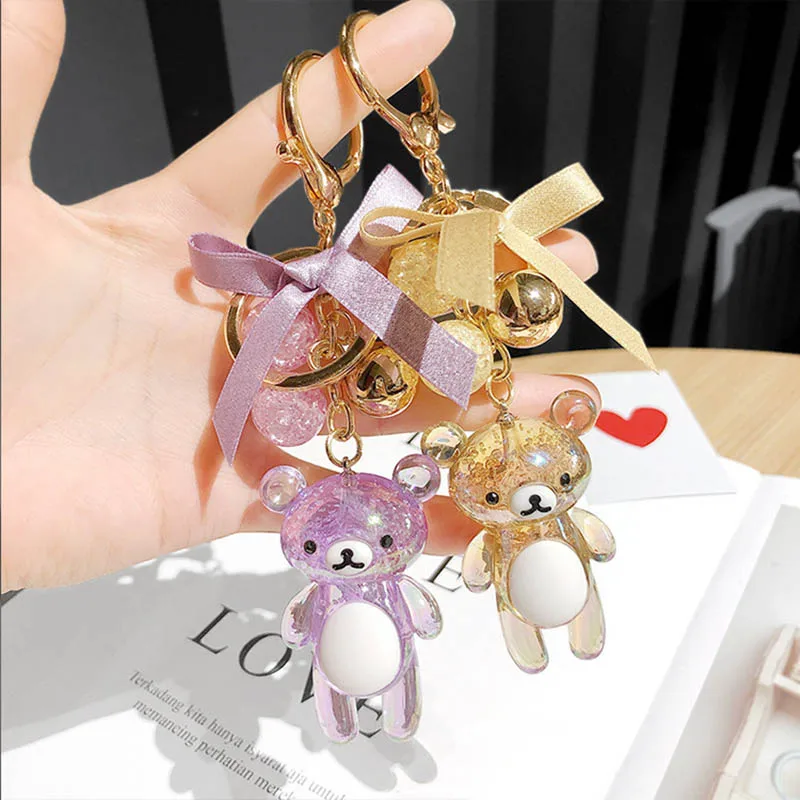 Милый блестящий брелок со стеклянным медведем и бантом хрустальный шар Модные
