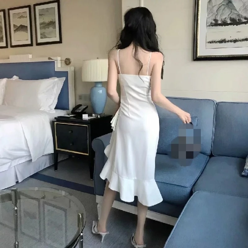 Женское элегантное вечернее платье-русалка модное белое черное пикантное платье