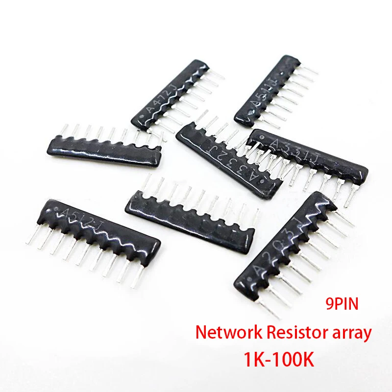 

10 шт., электронные модули памяти DIP резисторная матрица 9pin 47 100 220 330 470 510 1K 680 K 1,2 K 2K 1,5 K 2,2 K 3,3 K 4,7 K 5,1 K 5,6 K 10K 100K ohm