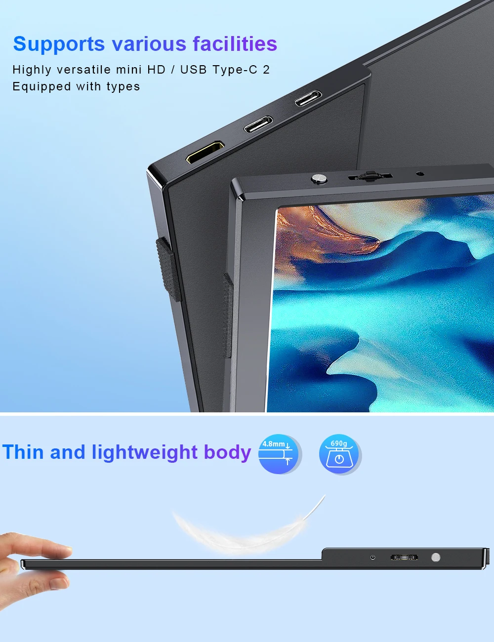 구매 UPERFECT-15.6 인치 터치 스크린 휴대용 모니터, 1080P 슬림한 게임, PC, 전화, 노트북, Ps4, Xbox, 스위치 용