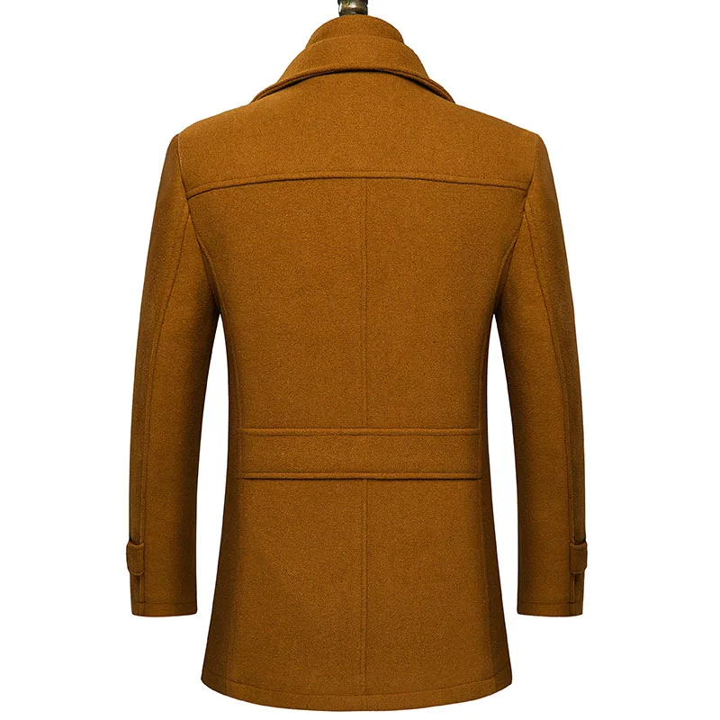 

Pop 5 Colors Winter Thicken Wool Coat Slim Fit Jackets Fashion Outerwear Warm Man VogueJacket Overcoat Pea Coat Plus Size