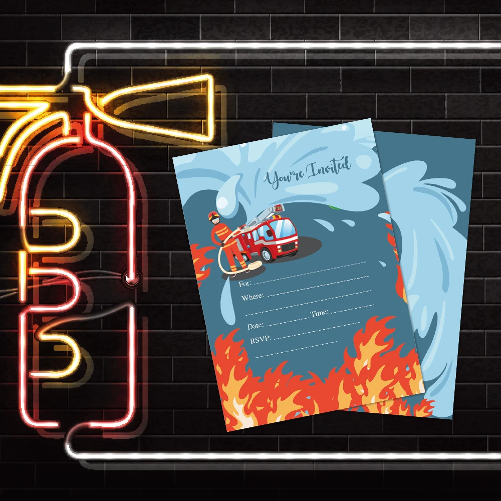 Пожарный Baby Shower вечерние Приглашения открытки с днем День рождения украшения