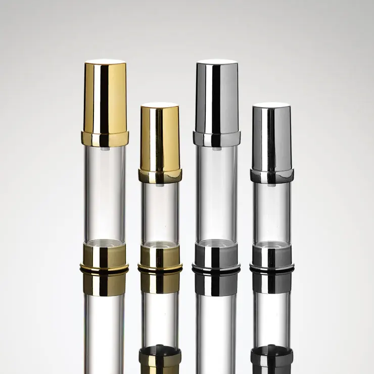 5 мл пластиковая безвоздушная бутылка для прозрачного тела с золотой/серебряной