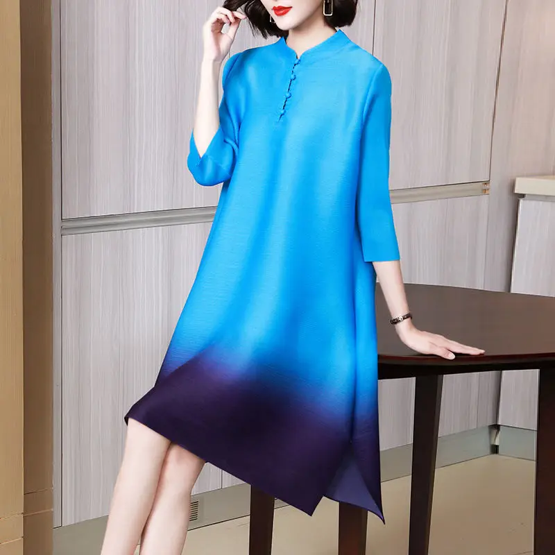 Платье однотонное Новое модное Плиссированное дизайнерское платье высокого