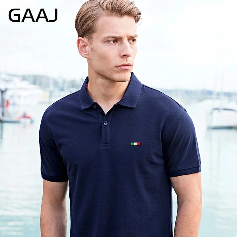 2021 GAAJ 100% Cotton Men Polo Embroidery Italy Flag Women Business Casual Lapel Polos Short Sleeve Famous Brand Mens Shirt | Мужская
