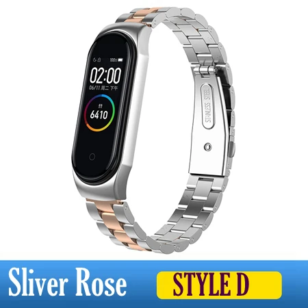 Style D Sliver-R Металлический ремешок на руку для Xiaomi mi ремешок 4 ремни из нержавеющей стали mi Band 4 Аксессуары для браслета mi Band 4 розовый mi band 4 серебристый - Цвет: Style D Sliver-R