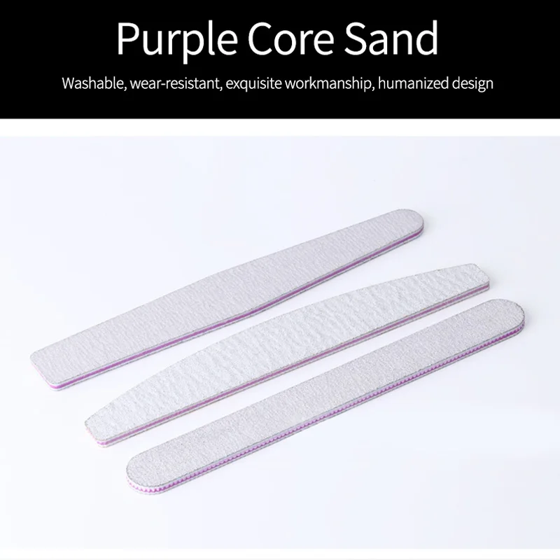 5 шт./лот пилка для ногтей губка с фиолетовым сердечником 100/180 зернистость