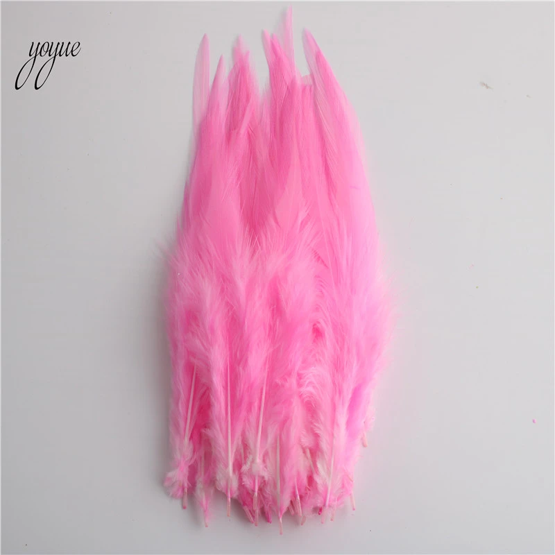 Pink YOYUE 100 шт/партия красивое куриное перо 10-15 см/4-6 дюймов петушиные перья для рукоделия DIY Ювелирные изделия Аксессуары Плюмы - Цвет: Pink