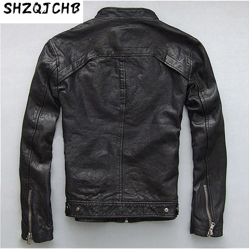 

JCHB 2021 100% Genuine Leather Jackets Mens Sheepskin Coat Chaqueta Cuero Hombre Leather Jacket Motorcycle Coats Plus Size WXF0
