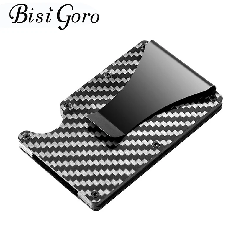 Bisi Goro Высокое качество смарт карты держатель из углеродного волокна для мужчин и