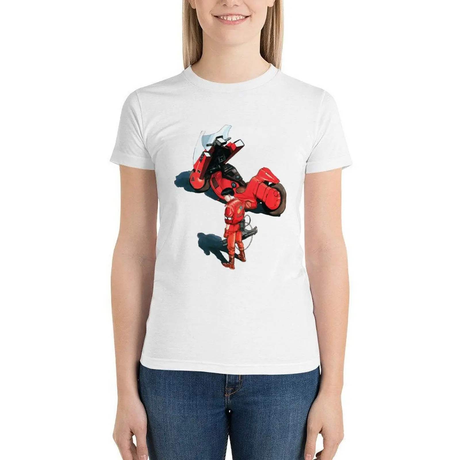 

Забавная хлопковая Футболка Kaneda из искусственного японского аниме, женская футболка в уличном стиле с круглым вырезом и коротким рукавом, ф...