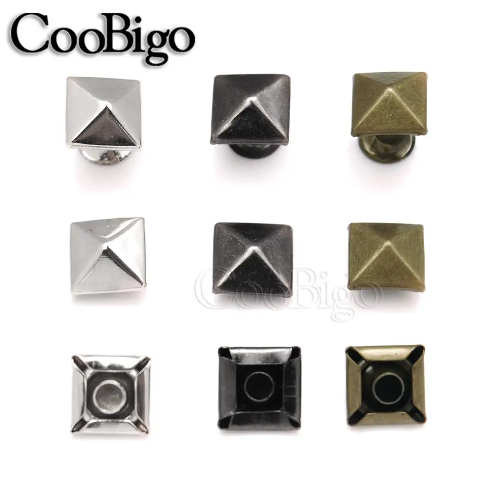 50 шт. квадратная основа в виде пирамиды шипы заклепки стиле панк кепка для шляп
