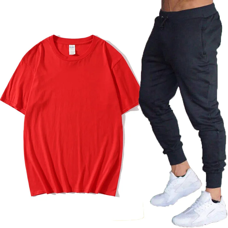 Новинка 2020 летний костюм с футболкой коротким рукавом мужская повседневная