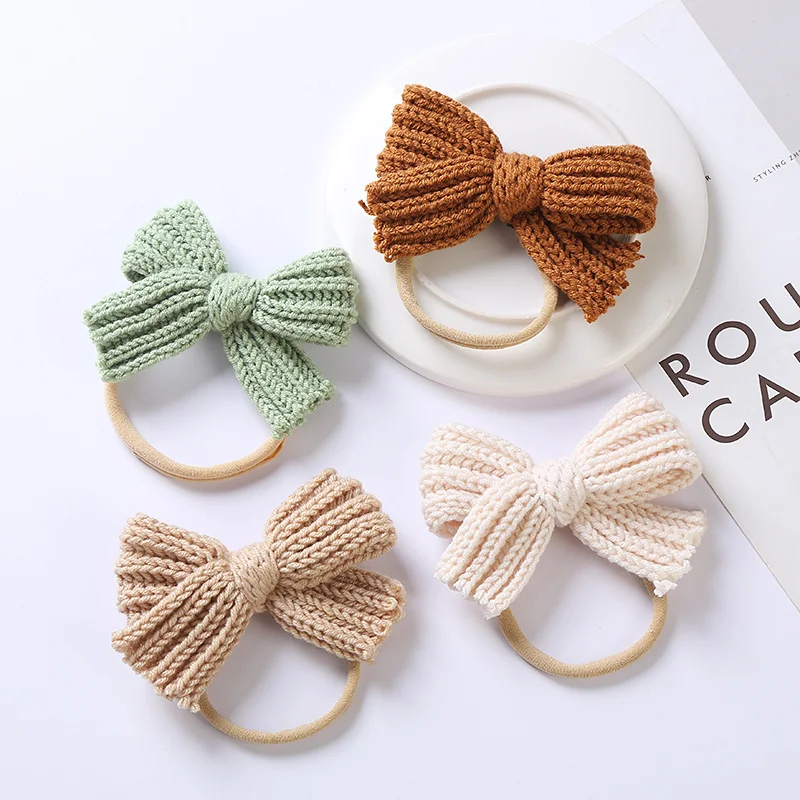 

Bows Hair Baby Headband Girls Woolen Knit Headbands For Children Elastic Hairband Winter Newborn Infant Princess Accessories