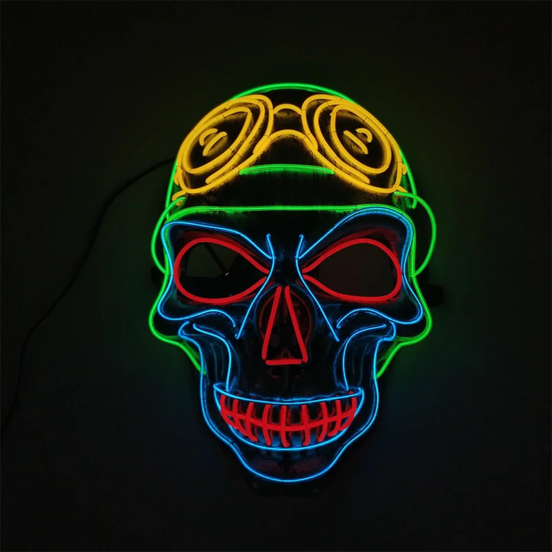 

Glowing Horror Skull EL Wire Mask Halloween Cosplay Party Supplies Luminous LED Mask Scary Skeleton Mascara Festival Party Decor