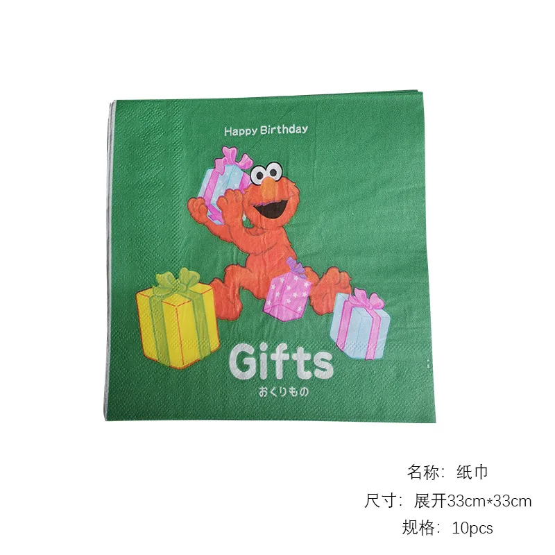 Napkin 10pcs Мультяшные уличные вечерние принадлежности с изображением кунжута Elmo одноразовая Праздничная посуда для украшения дня рождения бумажные салфетки детский душ - Цвет: Napkin 10pcs
