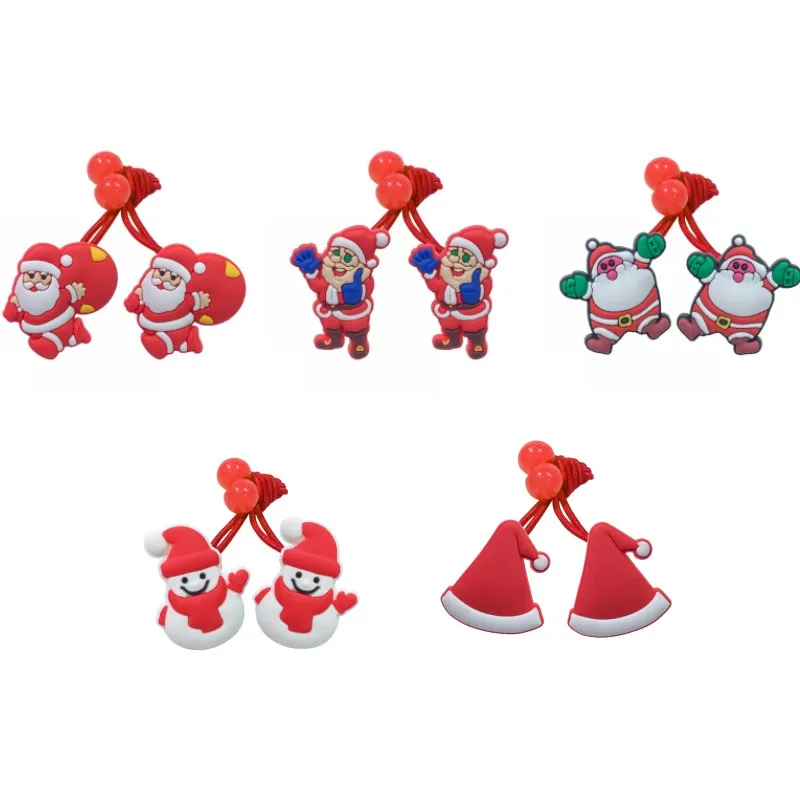 1 пара рождественских эластичных резинок для волос с изображением снеговика