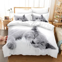 sleeping cat bedding set animals duvet cover sets comforter bed linen twin queen king single size dropshipping