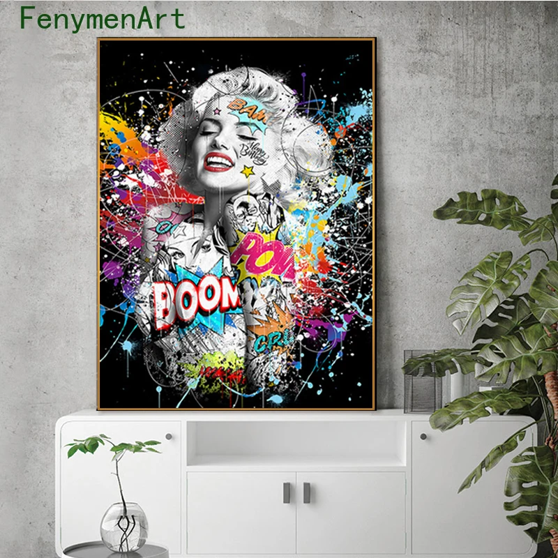

Canvas Painting Sexy Beautiful Woman Poster Print Colorful Graffiti Woman Wall Art Modern Pictures Living Room Home Decor