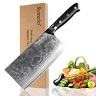 Нож-Кливер SUNNECKO VG10 из дамасской стали, японское лезвие 7 дюймов, кухонный резак, рукоятка G10, острый нож для мяса и овощей