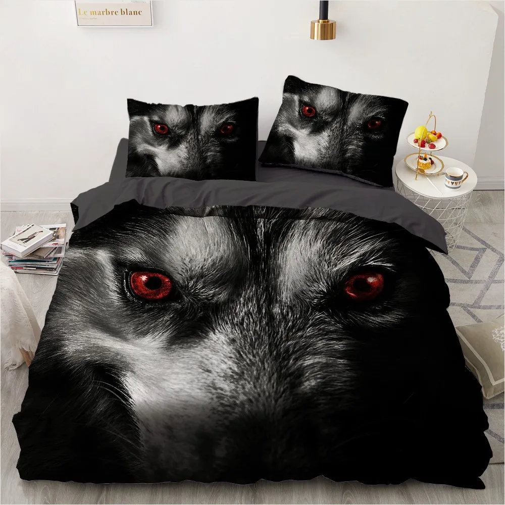

3D Digital Printing Custom Bedding Set,Quilt/Duvet Cover Set Twin Full Queen King,Bedclothes Animal wolf eye Microfiber 3 Pcs